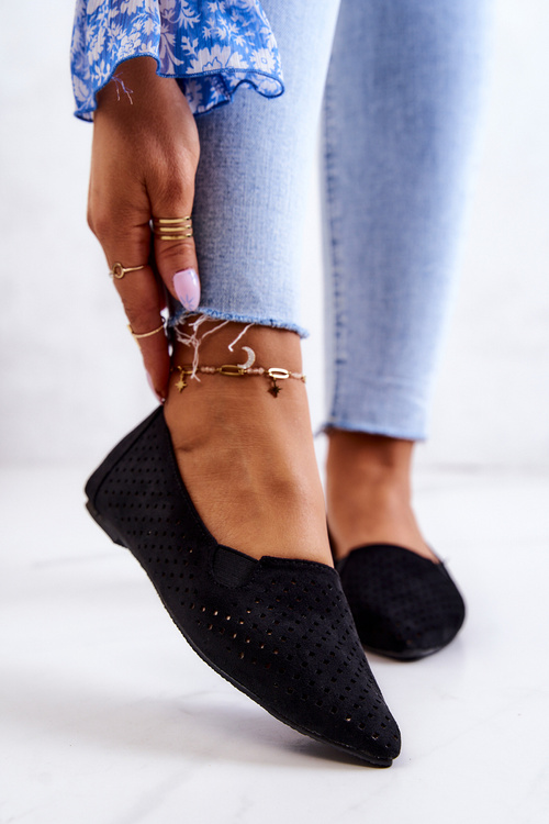 Women's openwork ballerinas Slip-on Black Rosario