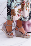 Women's Grey Studded Sandals Amare