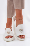 Women's leather sandals with decoration Vinceza 66757 white