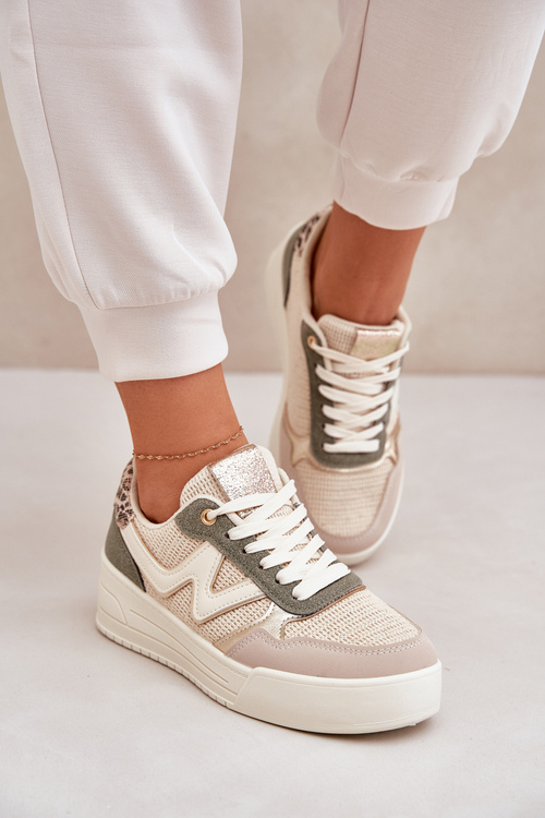 Damskie Buty Sportowe Na Platformie Panterka Zielone Lorori