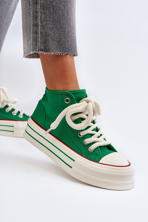 Women's Platform Sneakers in Green Aineri