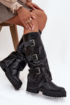 Insulated Women's Boots with Silver Clamps Black Isavine