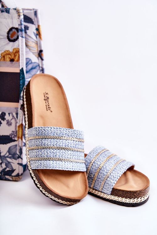 Klapki Damskie Klasyczne Łańcuszek Niebieskie Maddy