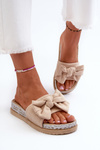 Women's Platform Sandals with Bow Beige Aflia