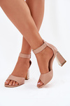 Sandały Damskie Eleganckie Obcas Słupek Nude Rosazara 24SD35-6815