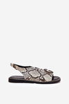 Flat Sandals With Decoration Snake Pattern Beige-Brown Haliones