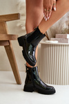 Black Zip-Up Glossy Ankle Boots Groesta