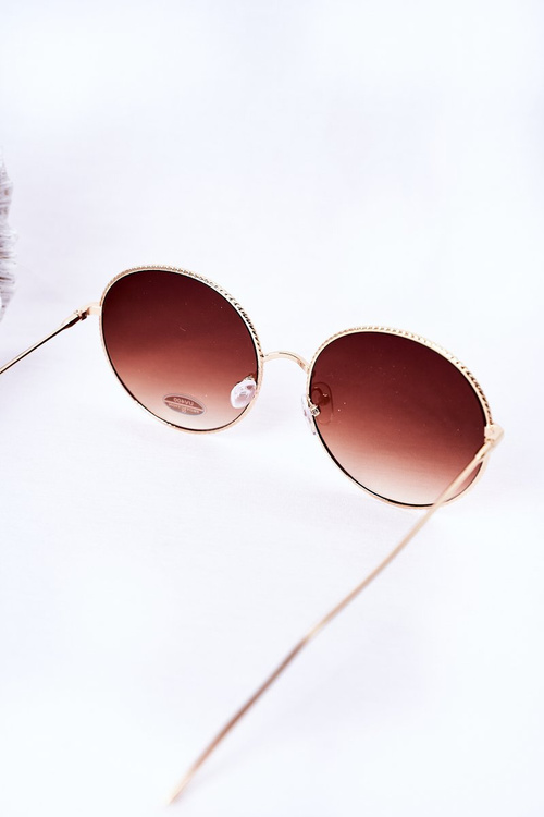 Gold Round Sunglasses With Brown Ombre Lenses