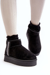 Women's Snow Boots On Platform Lined Black Lomessa