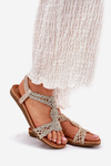 Flat Women's Sandals With Lace Pattern Artiker 56C1281 Gold
