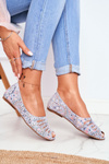 Women's Ballerinas Maciejka Leather White Blue Patterned 03497-13