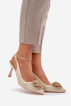 Woven Heels With Open Back Beige Lanithra