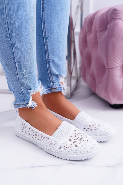 Women's White Lace Ballerinas Sensitive