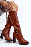 Women's Knee-High Boots with Heel and Decorative Detail Camel Rahallis