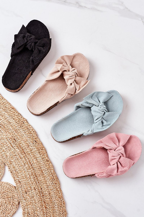 Corduroy Slippers On The Cork Sole Light Green Summertime