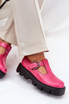 Patent Leather Shoes With Buckle Zazoo 20183 Fuchsia