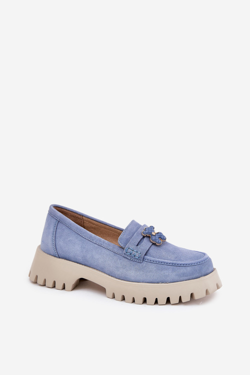 Women Suede Moccasins With Teddy Bear Vinceza 79533 Blue