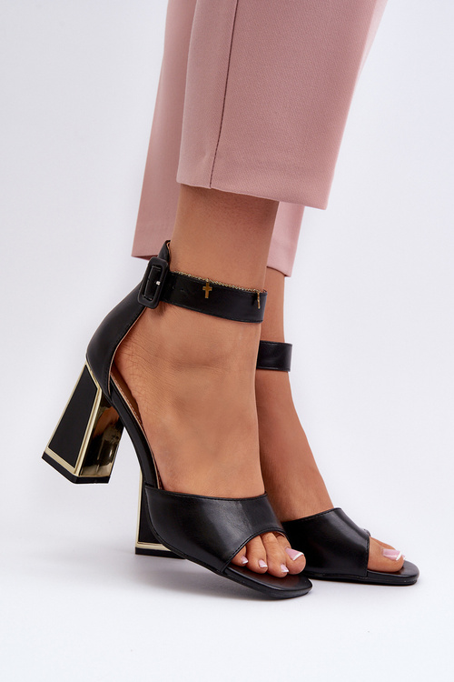 Elegant Black Women's Sandals with Heel Rosazara