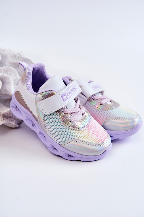 Children's Leather Sports Shoes White-Violet Loopsy