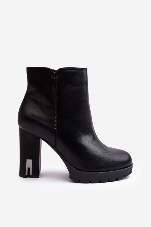 Women's Heeled Boots With Zipper Black Rasoda