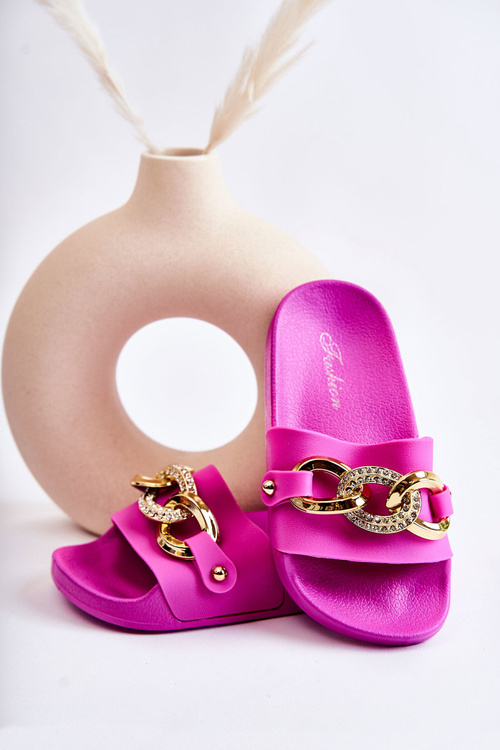 Children's Rubber Slippers With A Decorative Chain Fuchsia Suzie