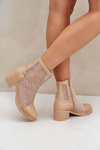 Ladies Mesh Ankle Boots With Heel Beige Lithyia