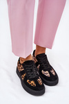 Women's Sneakers With Leopard Print On Platform Black Nativira