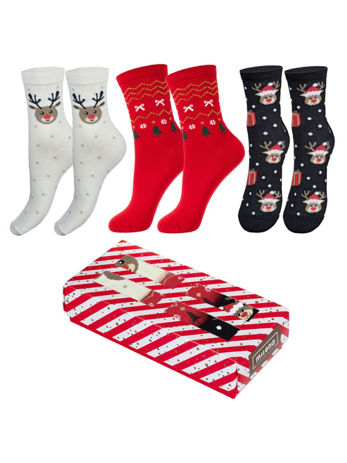 Christmas Ladies Socks Set In Box 3 Pairs