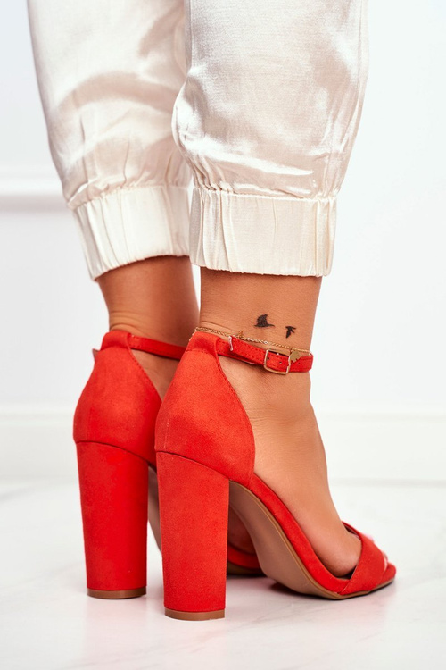 Women's Stiletto Sandals Suede Orange Anastasie