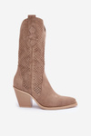 Cut-Out Cowboy Ankle Boots On Heel Dark Beige Salive