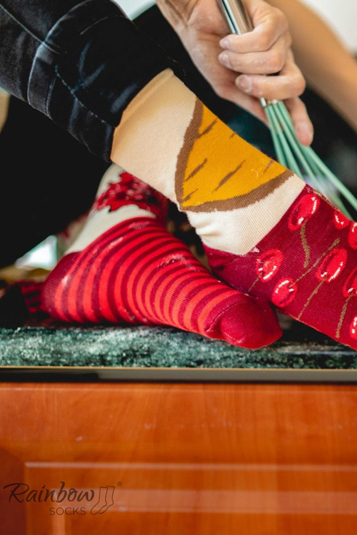 Rainbow Socks New York cheesecake with cherry 1 Pair