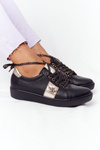 Women's Leather Sneakers Lewski Shoes 2786-0 Black-Gold
