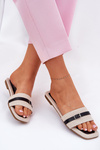 Flat Ladies Slippers With Strap And Buckle Beige Zilina