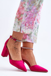 Suede Pumps with Rhinestones Fuchsia Diamond 