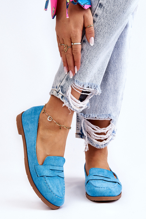 Comfortable Suede Women's Loafers Blue Lucca