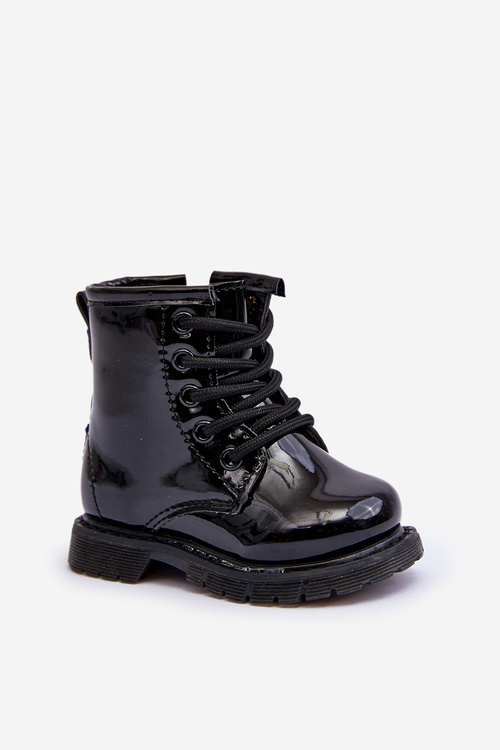 Children's Boots Laquered With Zipper Black Tibbie