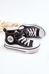 Children's Leather Sneakers With Velcro Black Bruni