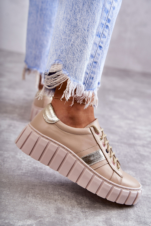 Women's Sport Leather Shoes Tied White and Blue Ariva