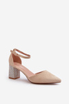 Court shoes in faux suede on embellished stiletto beige Anlitela