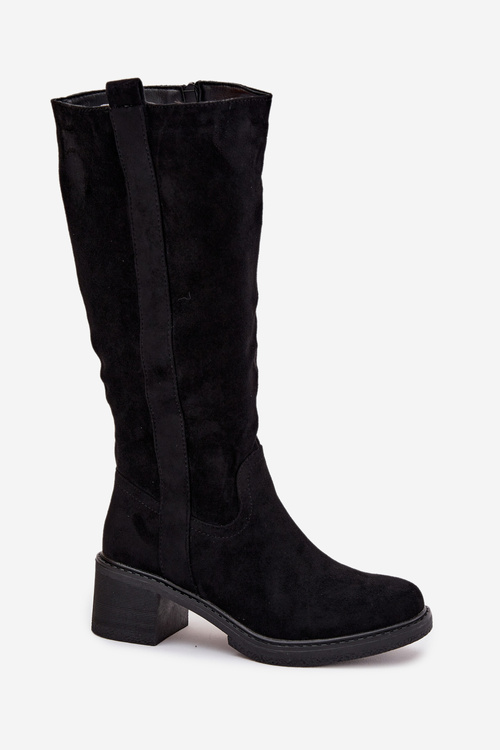 Women's Block Heel Boots Eco Suede Black Darisse