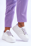 Sneakersy Modne Damskie Platforma Biało-Fioletowe Claribel