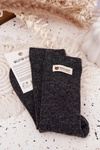 Warm Woolen Women's Socks With Patch Dark Gray
