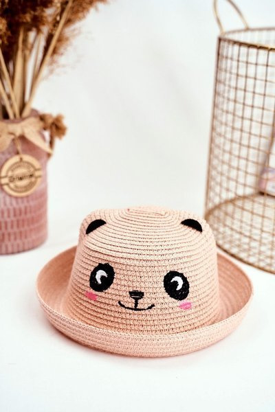 Children's Hat Summer Beach Pink With Panda