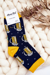 Men's Funny Mismatch Beer Bottle Socks Navy Blue