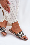 Flat Ladies Sandals With Decorative Buckle Zebra Clariola