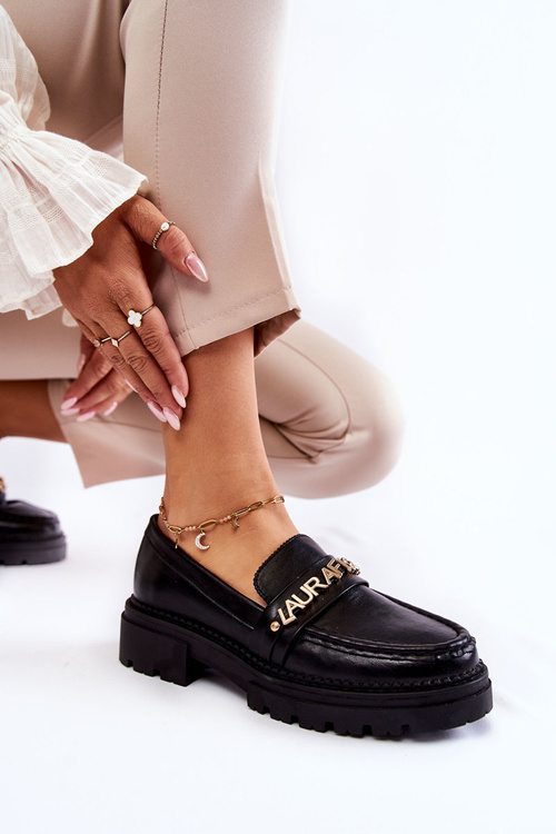 Leather Loafers Letters La.Fi 210001B-PU Black