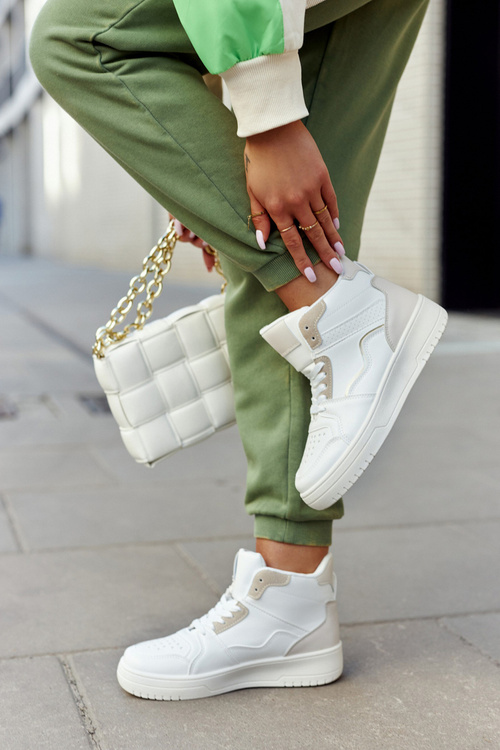 High Women's Sport Shoes White and Beige Megithoe