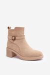 Suede Boots with Buckle Beige Neste