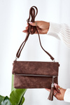 Clutch Bag With Detachable Strap And Fringes Brown