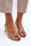 Transparent Sandals with Gold Stiletto Heels MR38-112